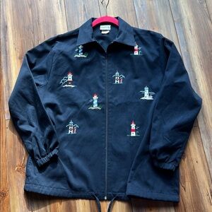 Vintage BonWorth Small Embroidered Lighthouse Navy Jacket